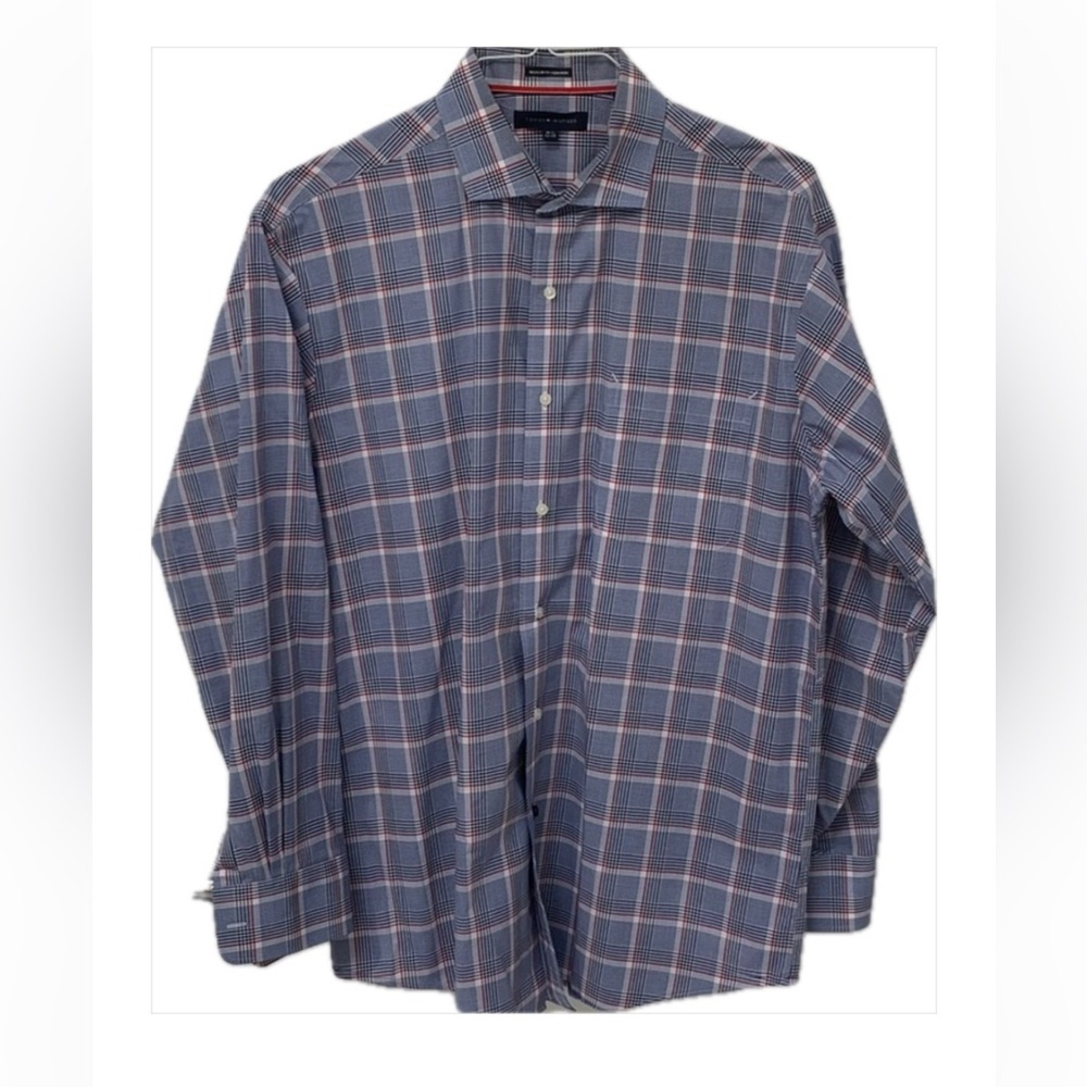 Tommy Hilfiger red white blue plaid button down